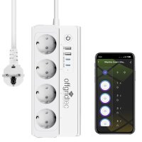 WLAN Steckdosenleiste 4-fach einzeln schaltbar USB-A...