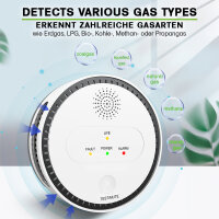 Gasmelder WLAN Gaswarner Methan Propan LPG App LCD 230V Smart Home