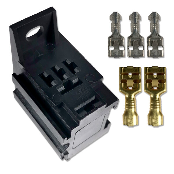 Mikro Relaissockel Satz | 5-polig | inkl. Flachsteckhülsen 6,3mm & 4,8mm