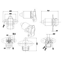 Anhängersteckdose | 3-polig | 12V | 25A | Flachstecker