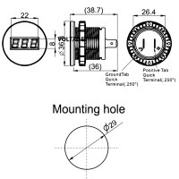 Voltmeter 12V 24V Einbau Digital LED blau Ø29mm | Impulse Innovation