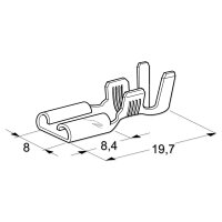 Flachsteckhülse 8mm 1,5-2,5mm² mit Rastnase Messing Crimp | F800