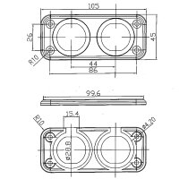 Einbaurahmen für zwei Ø29mm Einsätze, 100x45mm