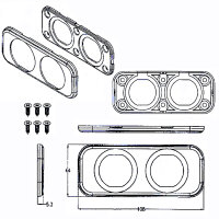 Einbaurahmen | doppelt | 2x Ø29mm | mit Blende | 108x44mm