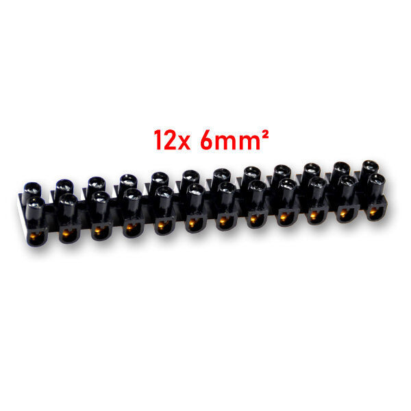 Lüsterklemme, 12-fach, Schwarz, 380V, 6mm²