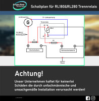 Zweitbatterieset RL180-12 | Trennrelais 12V | 3,5m 10mm² Cu-Kabelsatz | 10 Streifensicherung