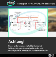 Zweitbatterieset RL180-12 | Trennrelais 12V | 3,5m 10mm² Cu-Kabelsatz | Schraubsicherungshalter