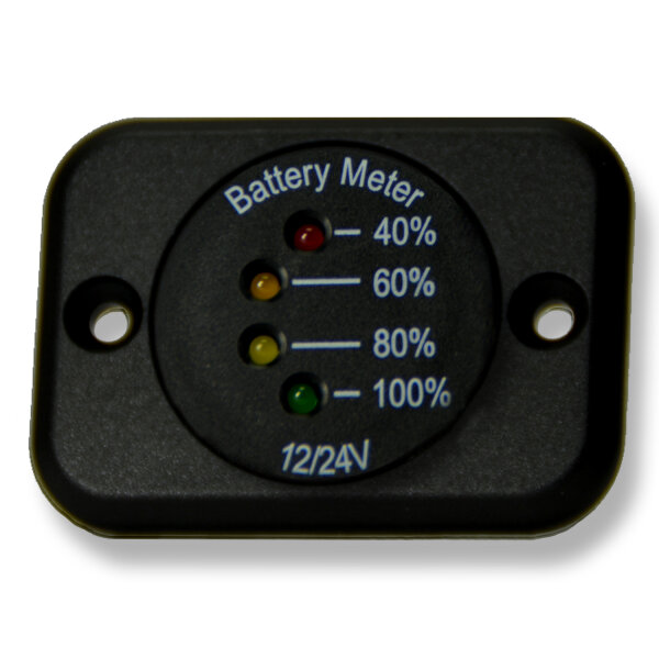 Voltmeter | Analog | 4-LED Anzeige | 7–33 V | Ø29 mm | Einbaurahmen 63x45 mm
