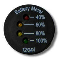 Doppelarmatur | Voltmeter | 4-LED Analog & 3-stellig Digital Blau | 7–33V | Ø29mm | Einbaurahmen 108x44mm