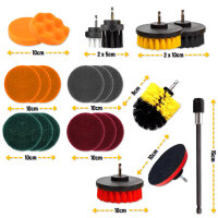 Reinigungsbürstenset 22-teilig | 1/4" | Bürsten + Pads | Bohrmaschine