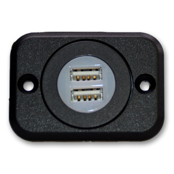 USB Doppelsteckdose | Typ A | 12V-24V | 5V 2,1A | Ø29mm | Inkl. Einbaurahmen