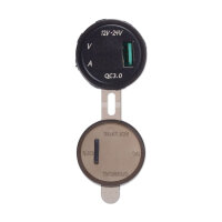 USB-Steckdose | Typ A | 12-24V | 5V 3A | QC 3.0 | LED Voltmeter & Amperemeter |  Inkl. Einbaurahmen