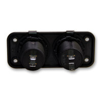 USB Doppelsteckdosen-Set | 2x2 Typ A | 12V-24V | 5V 2,1A | Ø29mm | Inkl. Einbaurahmen
