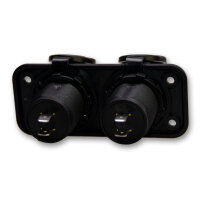 Doppelsteckdosen-Set | SAE J563 + SAE J563 | 12-24V | 20A | Doppelrahmen