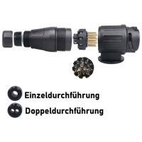 Anhängerstecker | 13-polig | 12V | 16A | mit Einfach- & Doppelausgang
