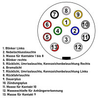 Anhängersteckdose | 13-polig | 12V | 16A | fliegend