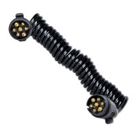 Spiralkabel | 7-adrig | 7x0,5mm² | 12V | Stecker zu Stecker | 3 Meter