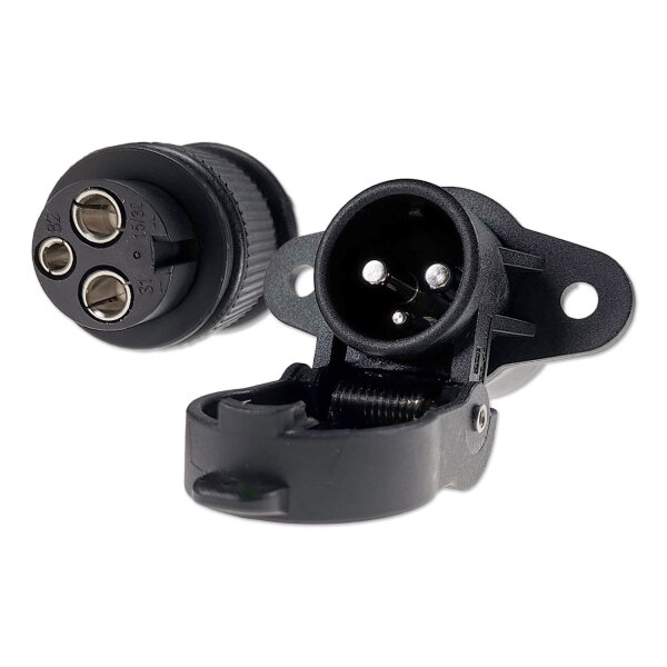 Anhängersteckersatz | 3-polig | 6-24V | Stecker (W) & Steckdose (M)