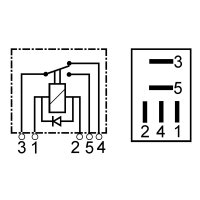 Mikro Relais Wechsler 5-polig mit Diode, 12V 15A / 25A