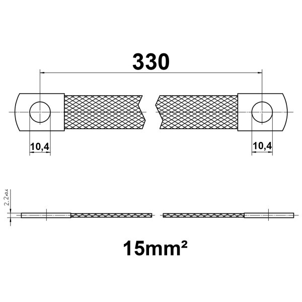 Masseband MTA | 330mm | 15mm² | M10-M10