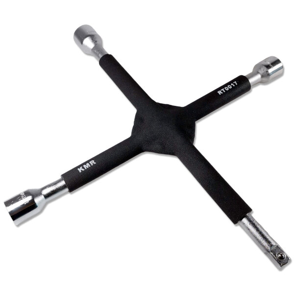 Radkreuz | Universal | 17mm 19mm 21mm Schlüssel & 1/2"-Vierkant | Gummiert