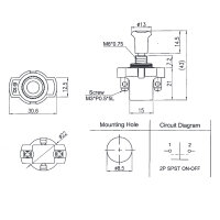 Zugschalter | 12V | 10A | M3 Schraubanschluss | Ø8,5mm