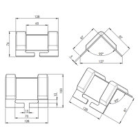 Kantenschutz | Spanngurte bis 65mm | Schwarz | 128x127mm
