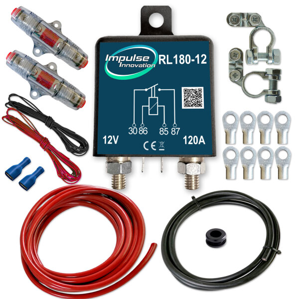 Zweitbatterieset | RL180-12 PRO | Trennrelais 12V 120A | 6m 20mm² Kabel