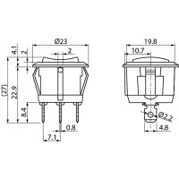 Mini Wippschalter 3 Positionen | ON-OFF-ON | 12/24V | 20A