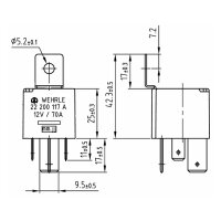 Relais | Mini | WEHRLE | 4-polig | Schließer | 12V | 70A