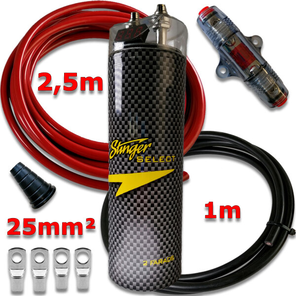 SSCAP2M Kondensatorset 2 Farad inkl. 3,5m OFC Kabelkit