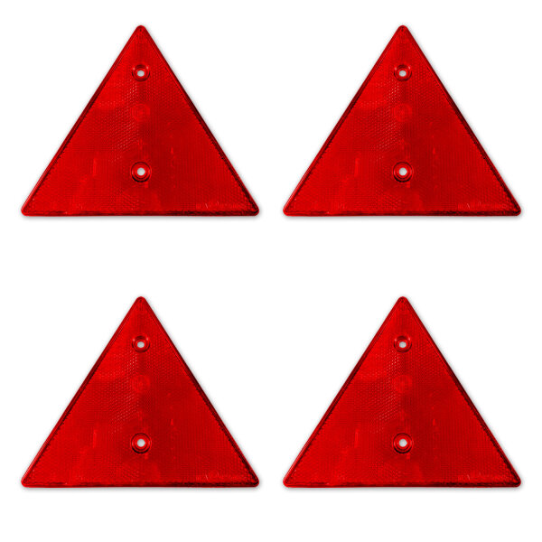 Dreieckrückstrahler | Reflektor | 155x135 mm | gebohrt | Rot | 4 Stück