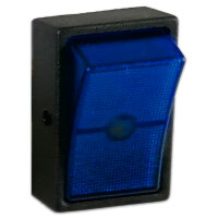 Wippschalter rechteckig | beleuchtet | 12V | 30A | Ø12mm | Blau