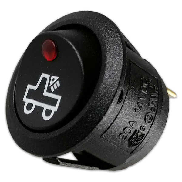 Wippschalter, Schwarz, rote LED, Ladescheinwerfer-Symbol, 14V, 20A, Ø20,2mm