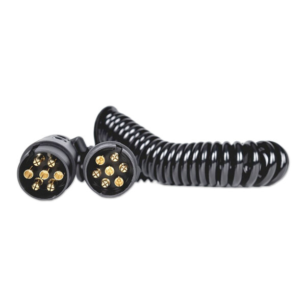 Spiralkabel | 7-adrig | 7x0,5mm² | 12V | Stecker zu Stecker | 5 Meter