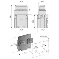Sicherhungshalter | MTA UniVAL | 32V | 40A | IP33 | 0,5-1,5mm² | Cliphalter
