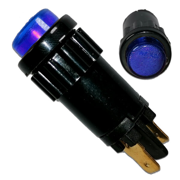 Kontrollleuchte 12V | Blau | Rund | 2W mit Flachstecker-Anschluss