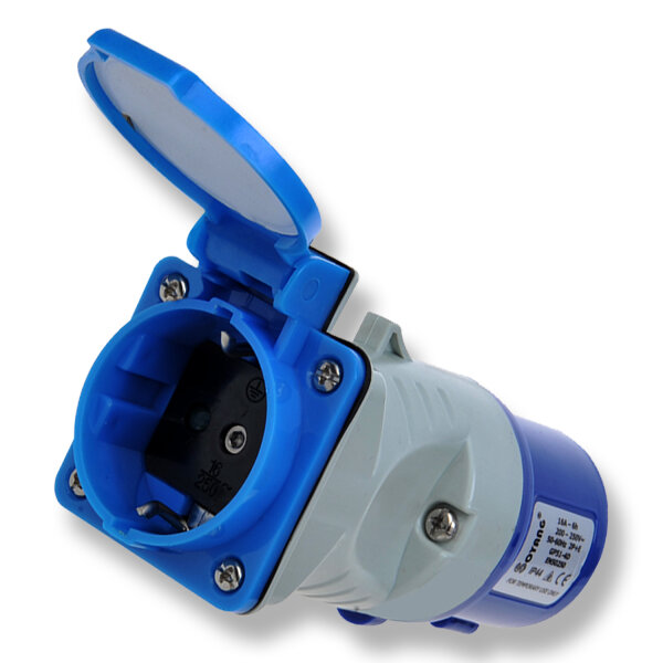Adapterkupplung | CEE zu Schuko | 230V | 16A
