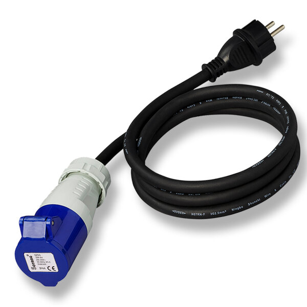 Adapterkabel | Schuko zu CEE | Landstrom Camping | 230V | 1,5 Meter