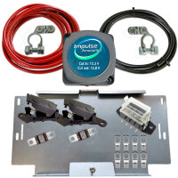 BSR140-12 Automatik Trennrelais 12V Zweitbatterieset mit 3,5m Kabelsatz 20mm² ECu & VW T4 T5 T6 Universal Batteriehalter