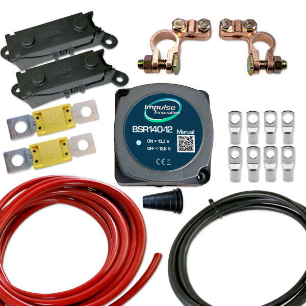 Zweitbatterieset | BSR140-12 | Automatik Trennrelais 12V 140A | 6m 25mm² Kabel