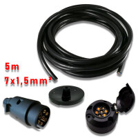 5m Anhängerkabelset 7-polig inkl. Stecker und Dose (7x1,5mm²)