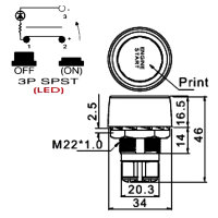 Drucktaster | Motorstart | AUS/(EIN) | 12V | 50A | Ø22mm