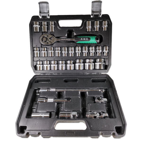 Ratschenset 1/2" | 32-teilig | Stecknüsse 8–32 mm | inkl. Koffer