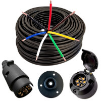 Anhängerkabelset 7-polig AUPFK 7x1mm² inkl. Stecker, Steckdose & Dichtung (10m)