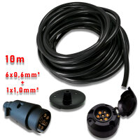 Anhängerkabelset | 6x0,6mm²+1x1mm² Kabel | Stecker & Dose 7-polig | 10 Meter