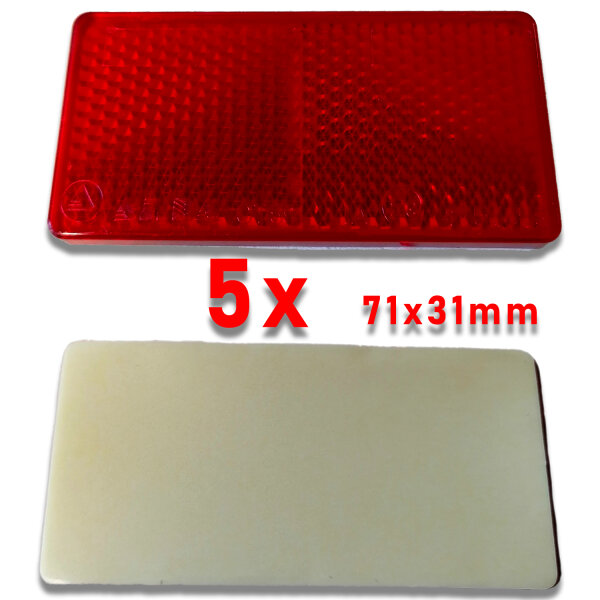 AJ.BA Reflektor selbstklebend 71x35mm Rot (5 Stück)