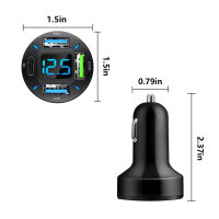 KFZ USB Ladegerät 50W 4-Port PD QC3.0 Voltmeter 12V 24V USB-C Adapter