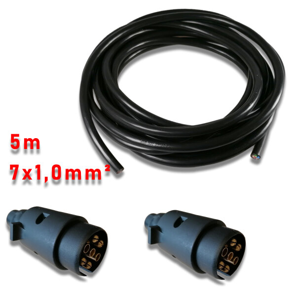 5m Anhängerkabelset 7-polig inkl. 2x Stecker (7x1mm²)