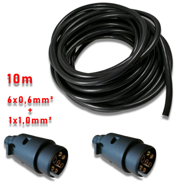 10m Anhängerkabelset 7-polig inkl. 2x Stecker (6x0,6mm²+1x1mm²)